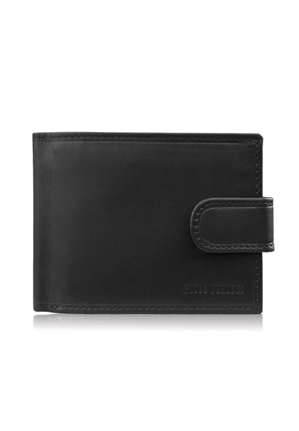 PAOLO PERUZZI - Portfel męski skórzany klasyczna czerń RFID Paolo Peruzzi AL-16-BL. Materiał: skóra