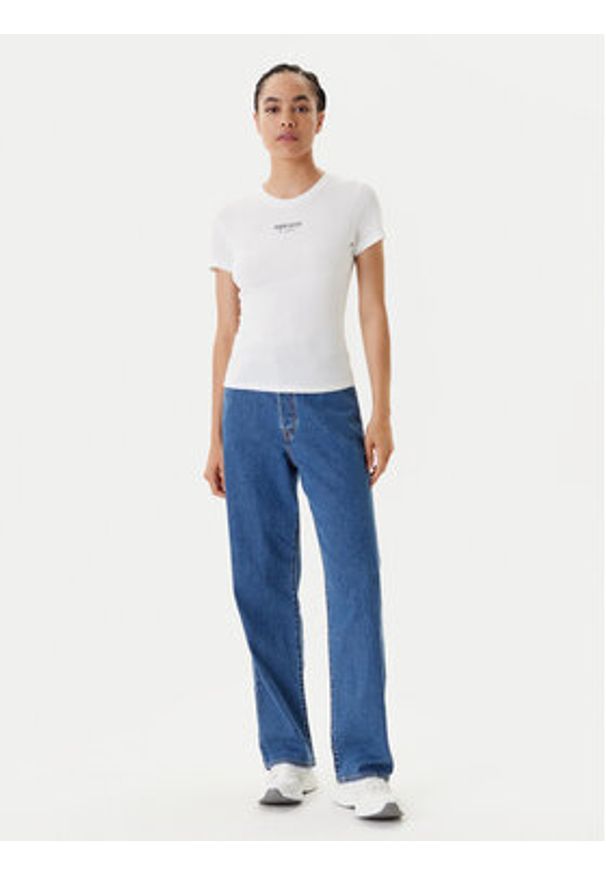Tommy Jeans T-Shirt Essential DW0DW20913 Biały Slim Fit. Kolor: biały. Materiał: bawełna