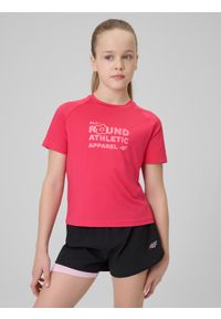 4f - 4F Koszulka sportowa szybkoschnąca dziewczęca - różowa 134/140 (8-10 lat). Kolor: różowy. Materiał: materiał. Sezon: lato. Styl: sportowy #1