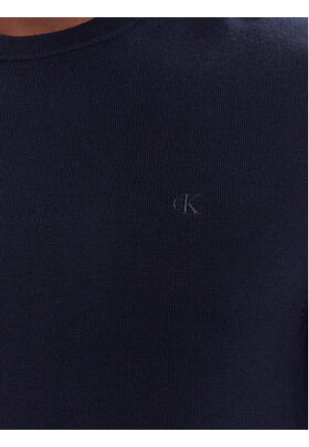 Calvin Klein Sweter LV04LB305G Granatowy Regular Fit. Kolor: niebieski. Materiał: wełna