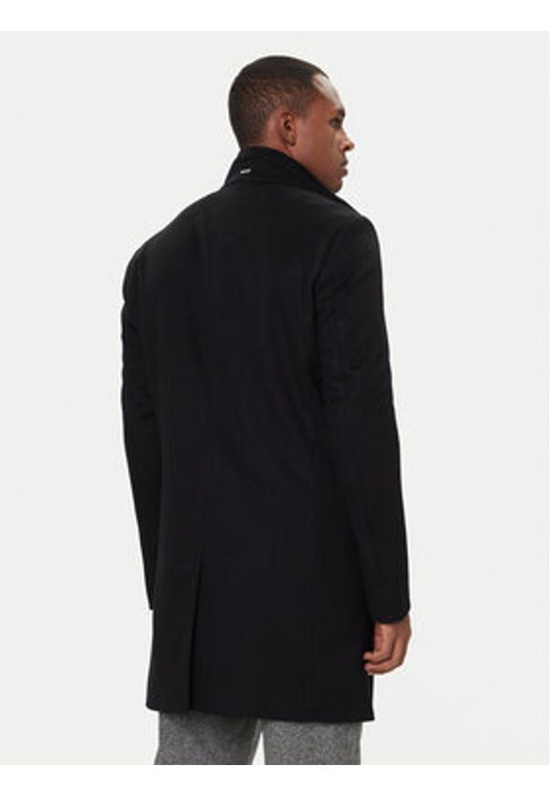 BOSS Płaszcz wełniany H-Hyde 50551078 Czarny Slim Fit. Kolor: czarny. Materiał: wełna