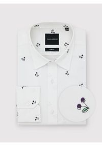 Pako Lorente - PAKO LORENTE - Biała koszula męska w wiśnie. Okazja: na co dzień. Kolor: biały. Materiał: elastan, bawełna. Długość rękawa: długi rękaw. Długość: długie. Styl: casual #8