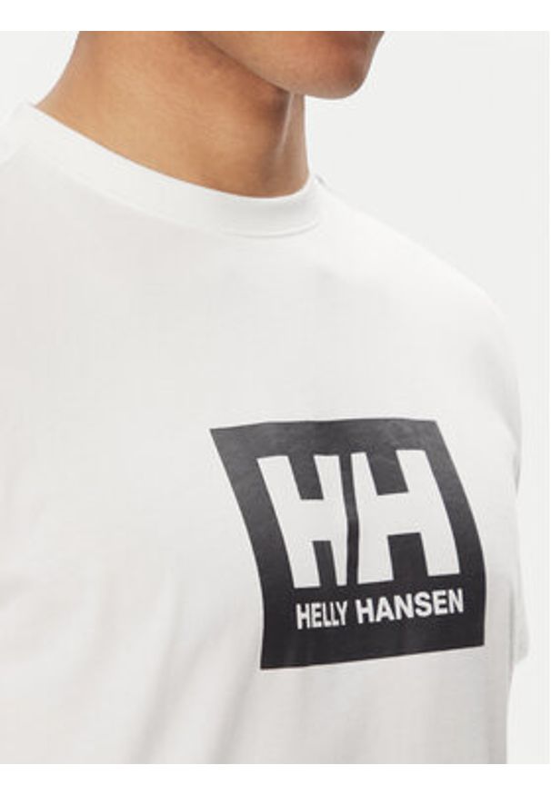 Helly Hansen T-Shirt Box 54597 Biały Regular Fit. Kolor: biały. Materiał: bawełna