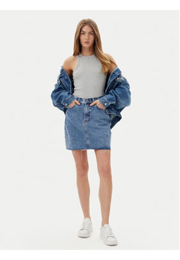 Pepe Jeans Spódnica jeansowa PL901124 Niebieski Regular Fit. Kolor: niebieski. Materiał: bawełna