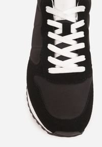 Born2be - Czarne Buty Sportowe Sneakersy z Pikowanymi Przeszyciami Nelis. Okazja: na spacer, na co dzień. Kolor: czarny. Materiał: jeans, dresówka. Szerokość cholewki: normalna. Sport: fitness, turystyka piesza #5