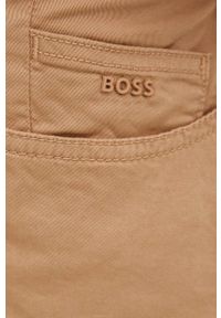 BOSS - Boss spodnie 50449504 męskie kolor beżowy dopasowane. Kolor: beżowy. Materiał: tkanina, bawełna. Wzór: gładki #5
