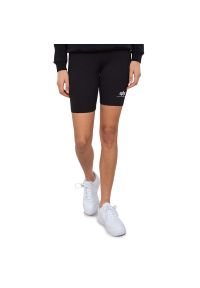 Spodenki Alpha Industries Basic Bike 11605203 - czarne. Kolor: czarny. Materiał: bawełna, materiał, elastan. Wzór: aplikacja. Sport: kolarstwo, fitness
