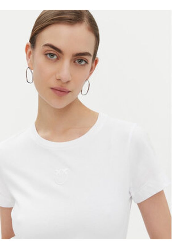 Pinko - PINKO T-Shirt Bussolotto 100355 Biały Regular Fit. Kolor: biały. Materiał: bawełna