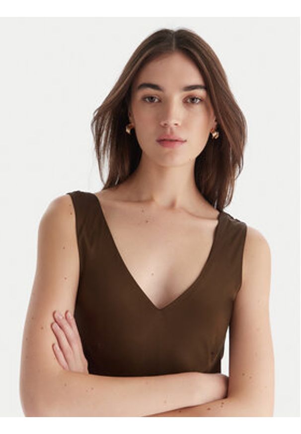 ViCOLO Sukienka koktajlowa TF0247 Brązowy Regular Fit. Kolor: brązowy. Materiał: wiskoza. Styl: wizytowy