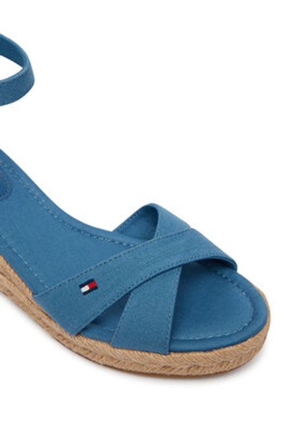 TOMMY HILFIGER - Tommy Hilfiger Espadryle Hemp Crossover Strap Wedge Espadrilles FW0FW09332 Niebieski. Kolor: niebieski. Materiał: materiał