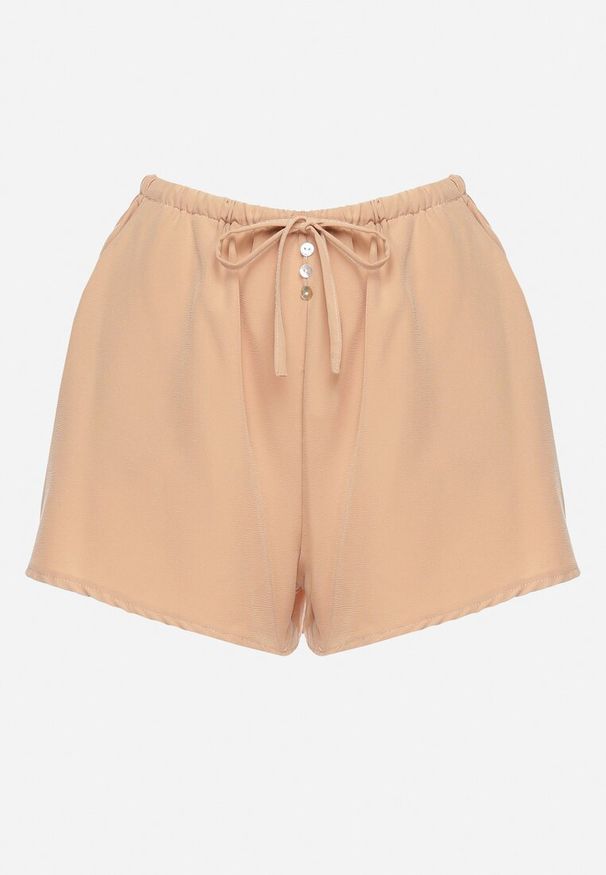 Born2be - Beżowe Szorty z Gumką w Pasie i Wysokim Stanem Givata. Okazja: na spacer. Stan: podwyższony. Kolor: beżowy. Materiał: tkanina. Sezon: lato. Styl: klasyczny