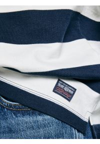 Big-Star - Koszulka męska polo z długim rękawem w pasy granatowo-białe Miker 100. Okazja: na co dzień. Typ kołnierza: polo. Kolor: biały. Materiał: skóra, bawełna. Długość rękawa: długi rękaw. Długość: długie. Wzór: ze splotem, paski. Styl: sportowy, klasyczny, casual, elegancki #3