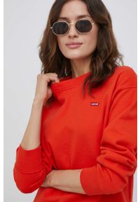 Levi's® - Levi's Bluza bawełniana damska kolor czerwony gładka. Okazja: na spotkanie biznesowe. Kolor: czerwony. Materiał: bawełna. Wzór: gładki. Styl: biznesowy