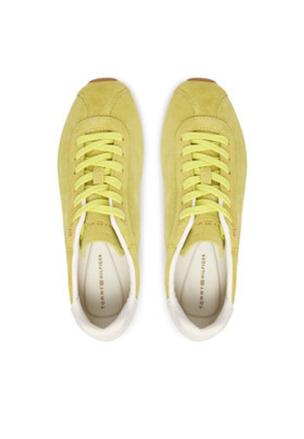 TOMMY HILFIGER - Tommy Hilfiger Sneakersy Th Bella Low Runner Suede FW0FW09189 Zielony. Kolor: zielony. Materiał: skóra, zamsz