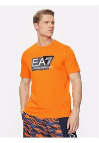 EA7 Emporio Armani T-Shirt 3DPT81 PJM9Z 1666 Pomarańczowy Regular Fit. Kolor: pomarańczowy. Materiał: bawełna