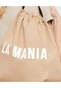 LA MANIA - Beżowy plecak z logo. Kolor: beżowy. Materiał: bawełna, tkanina #2