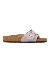 Birkenstock Catalina BF Faded Purple Klapki damskie. Okazja: na co dzień, na spacer. Kolor: fioletowy. Materiał: materiał, zamsz, skóra. Sezon: lato. Styl: casual, elegancki, wakacyjny, klasyczny