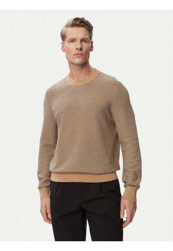 BOSS Sweter H-Lofranco 50565565 Beżowy Regular Fit. Kolor: beżowy. Materiał: bawełna