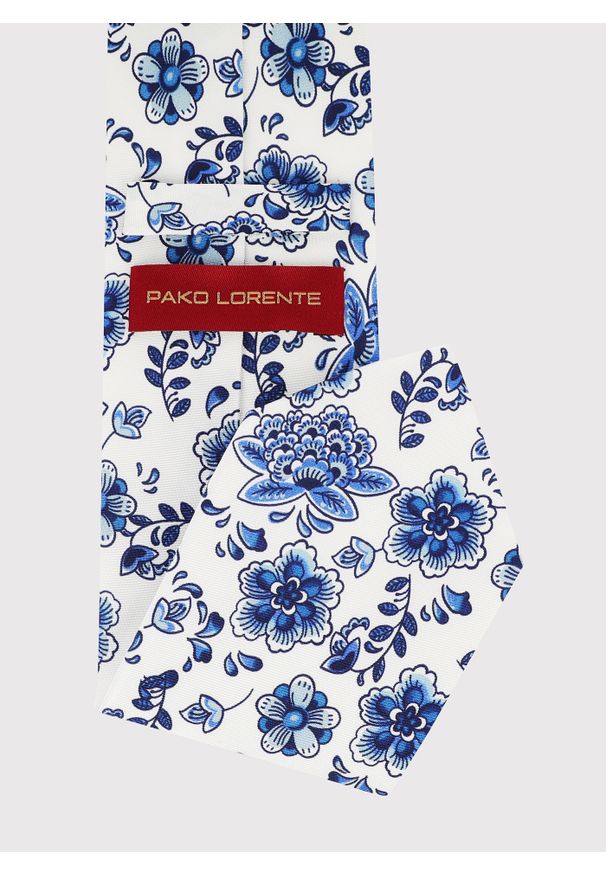 Pako Lorente - PAKO LORENTE – Jedwabny niebieski krawat męski. Okazja: na wesele, na imprezę, na ślub cywilny. Kolor: niebieski. Materiał: jedwab. Wzór: kwiaty. Styl: elegancki
