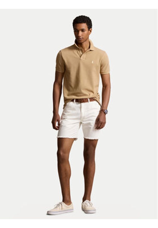 Polo Ralph Lauren Polo 710536856379 Beżowy Slim Fit. Typ kołnierza: polo. Kolor: beżowy. Materiał: bawełna