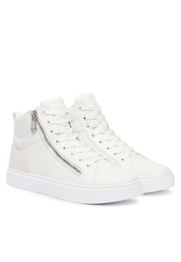 Calvin Klein Sneakersy Classic Cup Mid Laceup Zip Lth YM0YM01428 Biały. Kolor: biały. Materiał: skóra