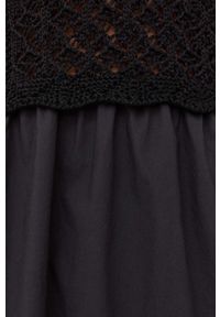 TwinSet - Twinset sukienka bawełniana kolor czarny maxi rozkloszowana. Kolor: czarny. Materiał: bawełna. Długość rękawa: na ramiączkach. Typ sukienki: rozkloszowane. Długość: maxi #3