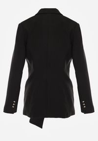 Renee - Czarna Marszczona Marynarka Taliowana z Wiskozą z Ozdobą przy Wiązaniu Zynelle. Kolor: czarny. Materiał: wiskoza. Wzór: aplikacja. Styl: elegancki #8