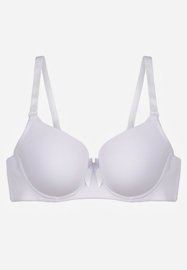 Renee - Biały Biustonosz o Gładkim Wykończeniu z Kokardką Phiphise. Kolor: biały. Wzór: gładki