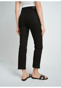 Ochnik - Czarne spodnie jeansowe damskie. Stan: podwyższony. Kolor: czarny. Materiał: bawełna #3