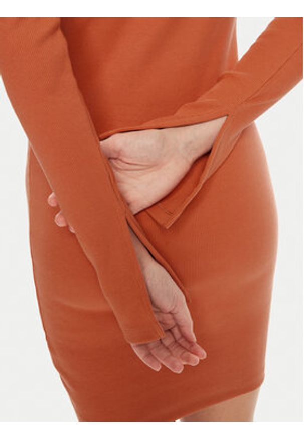 Calvin Klein Jeans Sukienka codzienna J20J225112 Pomarańczowy Slim Fit. Okazja: na co dzień. Kolor: pomarańczowy. Materiał: bawełna. Typ sukienki: proste. Styl: casual