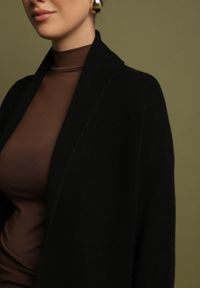 Born2be - Czarny Kardigan Niezapinany z Kaszmirem o Długim Kroju Ertine. Kolor: czarny. Materiał: kaszmir. Długość: długie. Styl: elegancki #6