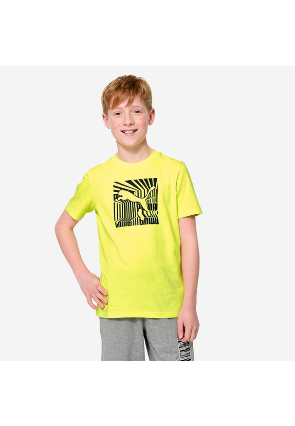 Koszulka dziecięca Puma. Kolor: żółty. Materiał: bawełna