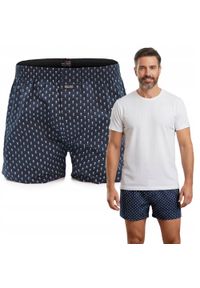Męskie Bokserki Bawełniane - Pako Jeans - Granat, Drobny Wzór. Kolor: niebieski. Materiał: bawełna #3