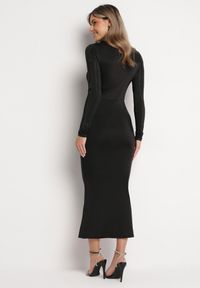 Born2be - Czarna Sukienka Maxi w Połyskujące Ćwieki Sablette. Kolor: czarny. Wzór: aplikacja. Długość: maxi #5