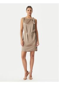 Hugo - HUGO Sukienka koktajlowa Koberi 50566963 Brązowy jasny Regular Fit. Kolor: brązowy. Materiał: syntetyk. Styl: wizytowy #2