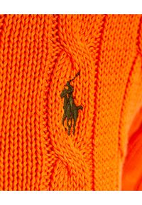 Ralph Lauren - RALPH LAUREN - Pomarańczowy sweter Slim fit. Typ kołnierza: polo. Kolor: beżowy. Materiał: bawełna. Długość rękawa: długi rękaw. Długość: długie. Wzór: aplikacja #3