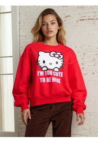 Sinsay - Bluza crewneck z nadrukiem Hello Kitty - czerwony. Kolor: czerwony. Wzór: nadruk, motyw z bajki #1