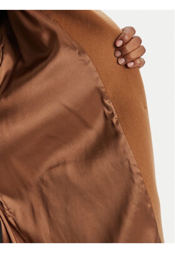 Pinko - PINKO Płaszcz wełniany 105685 A2SM Brązowy Regular Fit. Kolor: brązowy. Materiał: wełna