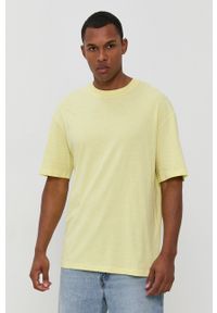 Jack & Jones - T-shirt. Okazja: na co dzień. Kolor: żółty. Materiał: dzianina. Wzór: gładki. Styl: casual