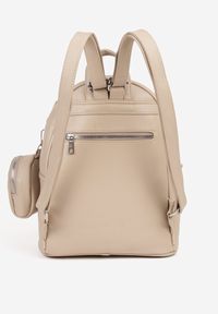 Born2be - Beżowy Mały Plecak z Kieszonką na Suwak i Dodatkową Saszetką Pasolira. Kolor: beżowy. Materiał: jeans. Styl: klasyczny, elegancki, casual