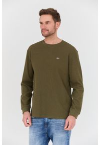 Tommy Jeans - TOMMY JEANS Oliwkowy męski sweter, Rozmiar M. Kolor: zielony