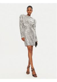 ROTATE Sukienka koktajlowa 113438720 Srebrny Regular Fit. Kolor: srebrny. Materiał: syntetyk, bawełna. Styl: wizytowy #4