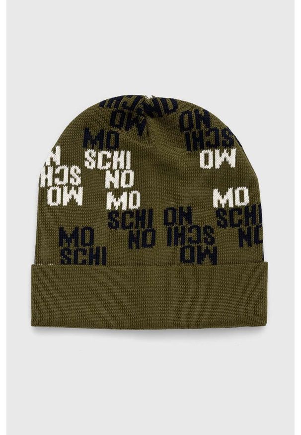 MOSCHINO - Moschino czapka wełniana kolor zielony wełniana. Kolor: zielony. Materiał: wełna