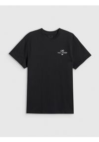 4f - 4F T-shirt loose z nadrukiem damski - czarny M. Okazja: do domu, na co dzień. Kolor: czarny. Materiał: dzianina, skóra, bawełna, materiał. Wzór: nadruk. Styl: casual #1