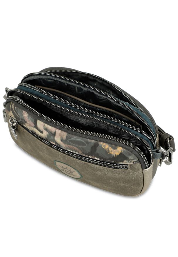 Torebka damska Anekke, mała kompaktowa z ozdobną grafiką z 3 komorami i regulowanym paskiem, brązowa, 41703-445. Kolor: brązowy. Wzór: kwiaty, haft, aplikacja. Dodatki: z haftem. Materiał: zdobione, pikowane. Rodzaj torebki: na ramię