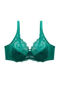 Intica - Biustonosz koronkowy plus size z delikatnym wsparciem na co dzień i okazje Natusuko. Kolekcja: plus size. Kolor: zielony. Materiał: koronka. Wzór: koronka