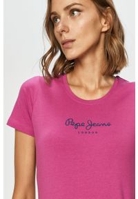 Pepe Jeans - T-shirt Virginia. Okazja: na co dzień. Materiał: bawełna, dzianina, elastan. Wzór: nadruk. Styl: casual #1