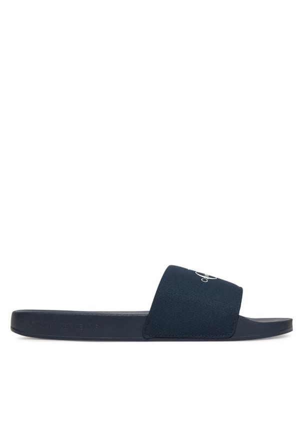 Calvin Klein Jeans Klapki Slide Monogram Cv YM0YM01271 Granatowy. Kolor: niebieski. Materiał: materiał