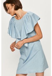 ANSWEAR - Answear - Sukienka Answear Lab. Okazja: na co dzień. Kolor: niebieski. Materiał: tkanina, bawełna, jeans. Wzór: gładki. Typ sukienki: rozkloszowane, proste. Styl: wakacyjny. Długość: mini #5