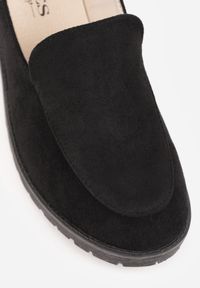 Born2be - Czarne Półbuty na Słupku i Niskiej Platformie w Stylu Mokasynów Molana. Okazja: do pracy. Kolor: czarny. Materiał: jedwab. Obcas: na platformie. Styl: elegancki, klasyczny #9